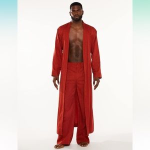 Savage x Fenty Snake Mens Jacquard Long Robe Red Sz L